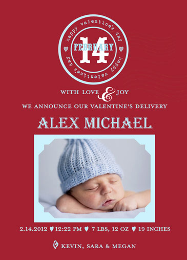 Take Note Designs Valentine's Day Digital Photo Cards - Simple Stamp Valentines Baby Boy